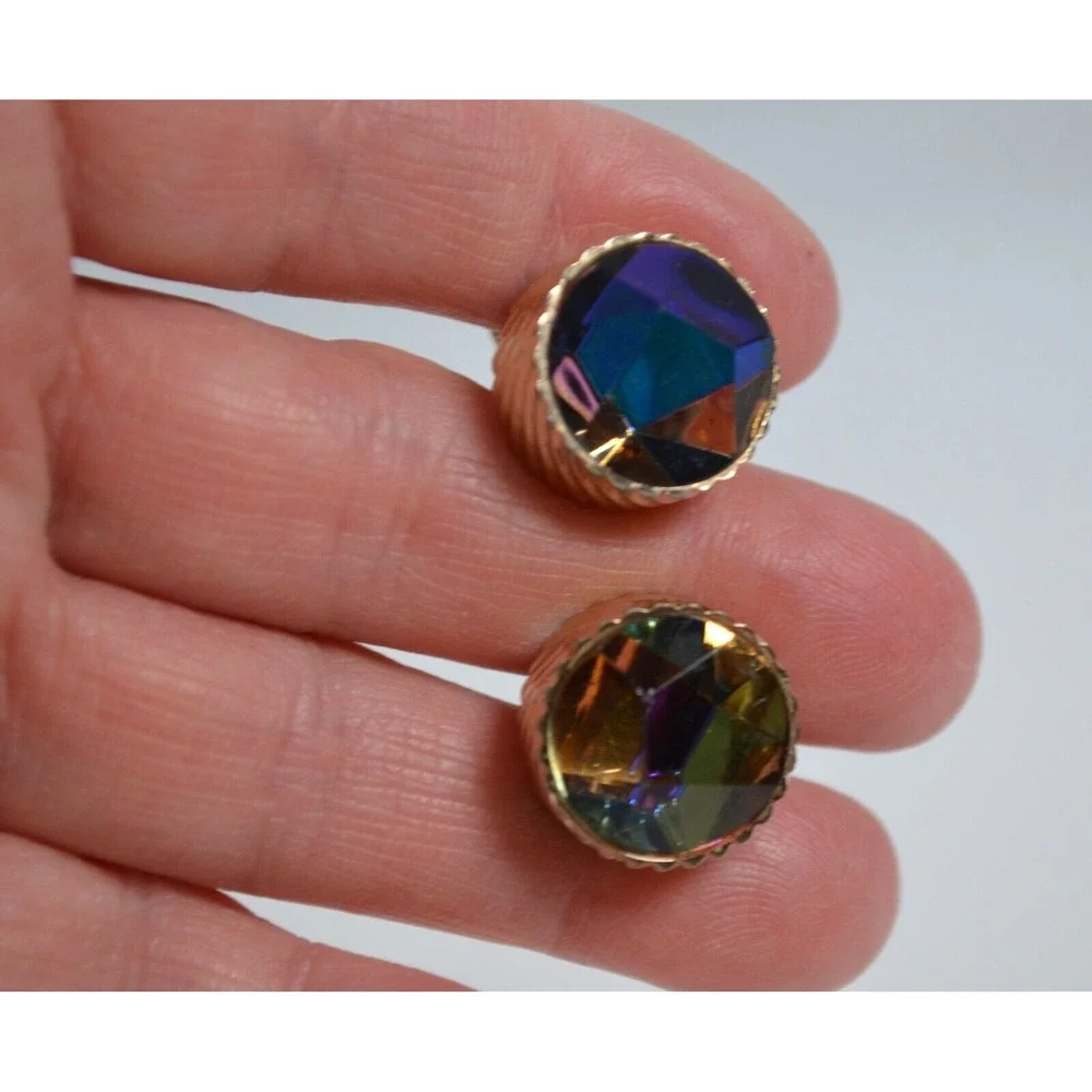 Vintage Swank Gold Tone Cufflinks‎ with Watermelon Rhinestone